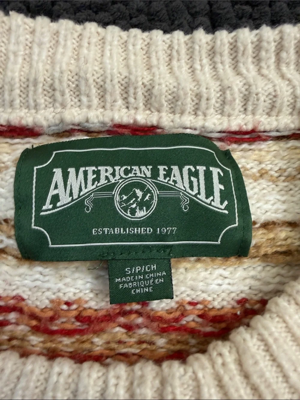 American Eagle Outfitters Cream Fair Isle Knit Sweater